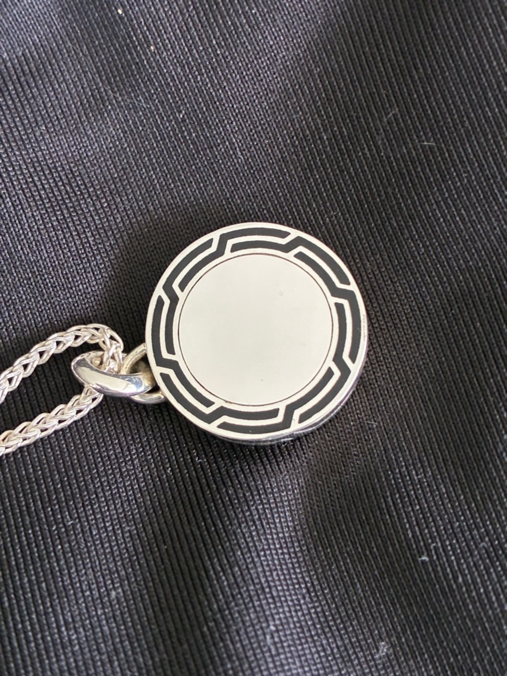 JOHN HARDY! Unisex Silver Pendant Necklace with Black Accents